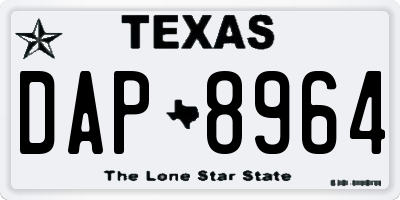 TX license plate DAP8964