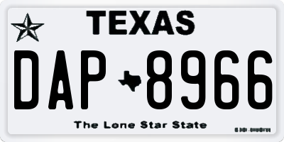 TX license plate DAP8966