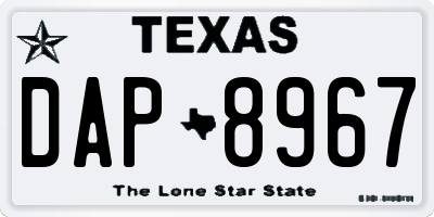 TX license plate DAP8967