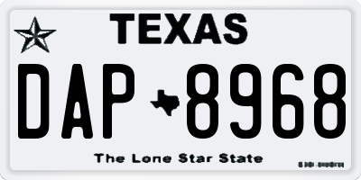 TX license plate DAP8968