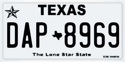 TX license plate DAP8969