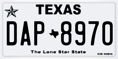 TX license plate DAP8970