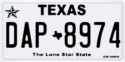 TX license plate DAP8974