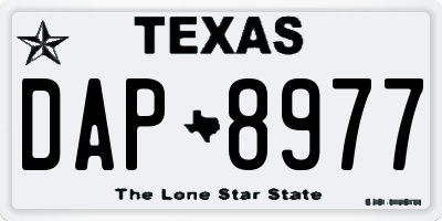 TX license plate DAP8977