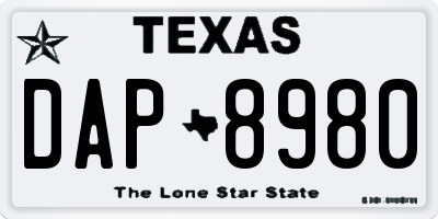 TX license plate DAP8980