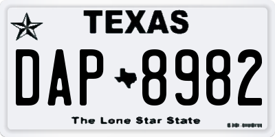 TX license plate DAP8982