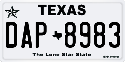TX license plate DAP8983