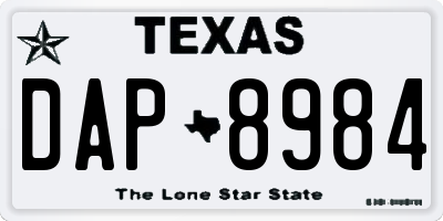TX license plate DAP8984