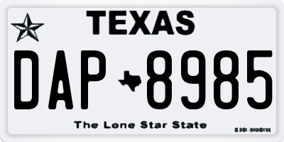 TX license plate DAP8985