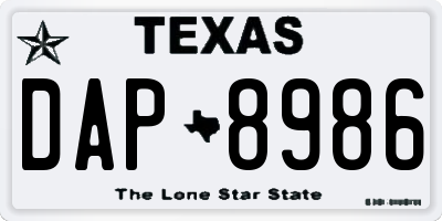 TX license plate DAP8986