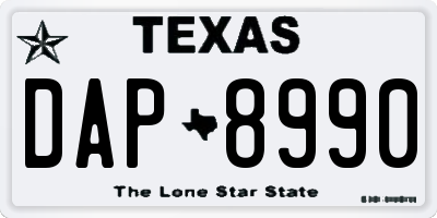 TX license plate DAP8990