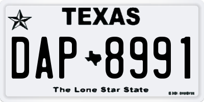 TX license plate DAP8991
