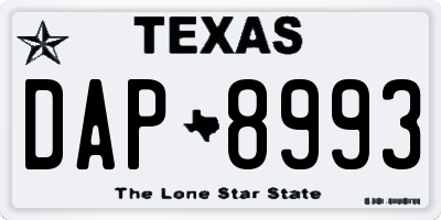 TX license plate DAP8993