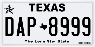 TX license plate DAP8999