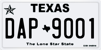 TX license plate DAP9001