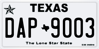 TX license plate DAP9003