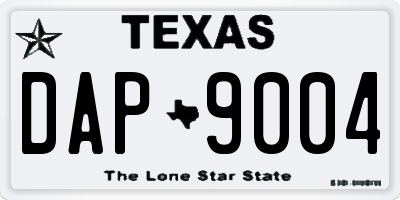 TX license plate DAP9004