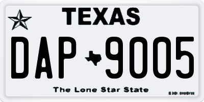 TX license plate DAP9005