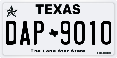 TX license plate DAP9010