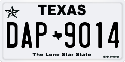 TX license plate DAP9014