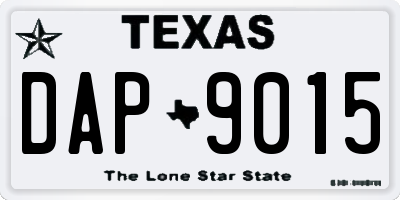 TX license plate DAP9015