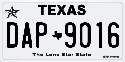 TX license plate DAP9016
