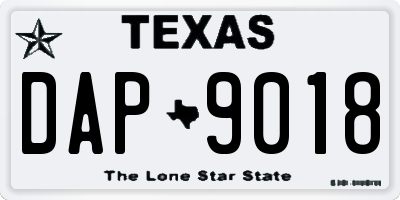 TX license plate DAP9018