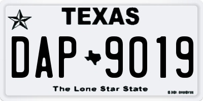 TX license plate DAP9019