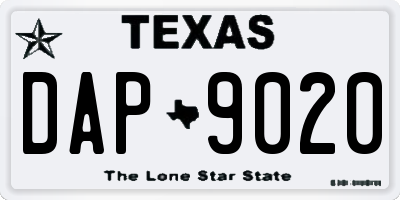 TX license plate DAP9020