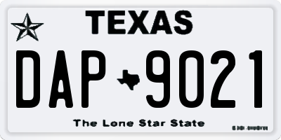 TX license plate DAP9021