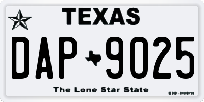 TX license plate DAP9025