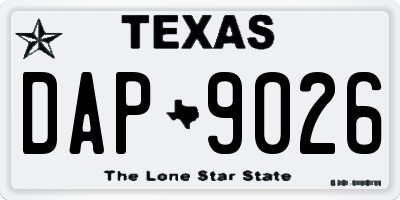 TX license plate DAP9026