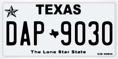 TX license plate DAP9030