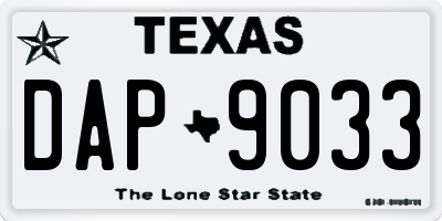 TX license plate DAP9033