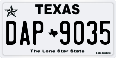TX license plate DAP9035