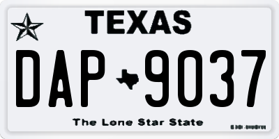 TX license plate DAP9037
