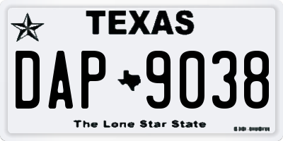 TX license plate DAP9038