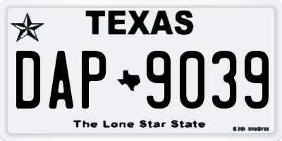 TX license plate DAP9039