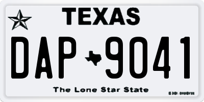 TX license plate DAP9041