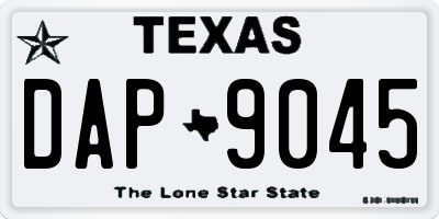 TX license plate DAP9045