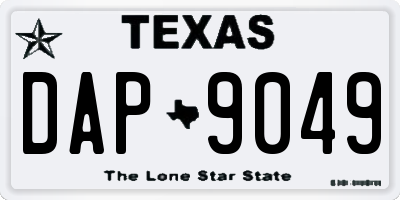 TX license plate DAP9049