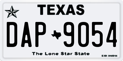 TX license plate DAP9054