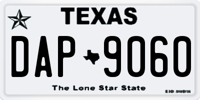 TX license plate DAP9060