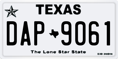 TX license plate DAP9061