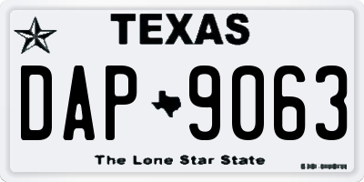 TX license plate DAP9063