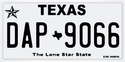 TX license plate DAP9066
