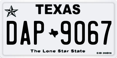 TX license plate DAP9067