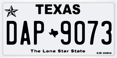 TX license plate DAP9073