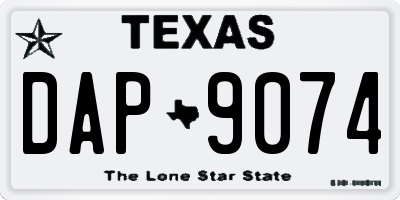 TX license plate DAP9074