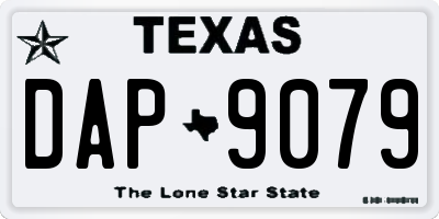 TX license plate DAP9079